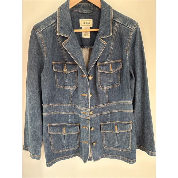 Vtg LL Bean Denim Barn Jacket Womens M Stretch DTD3 Chore Coat Casual Country - Picture 15 of 15